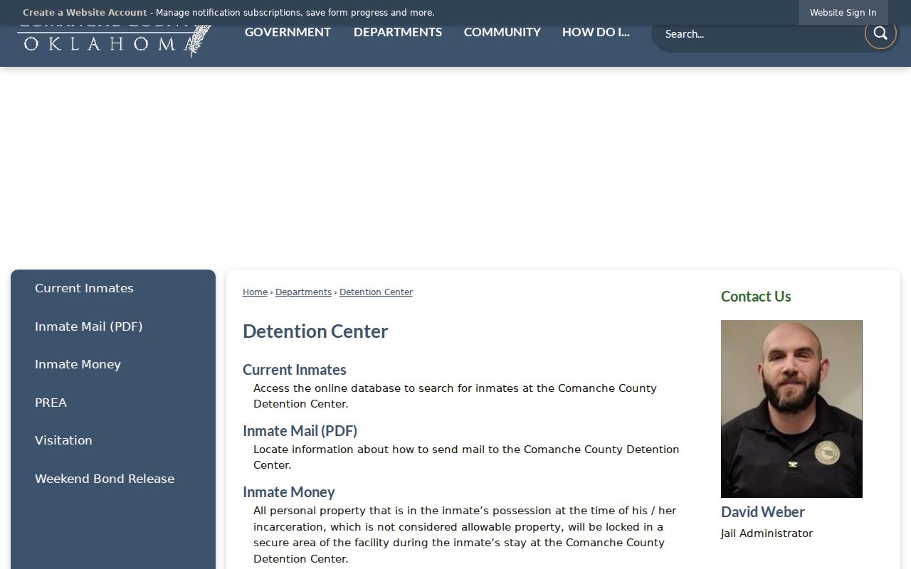 Lawton residents directory Comanche County detention center information