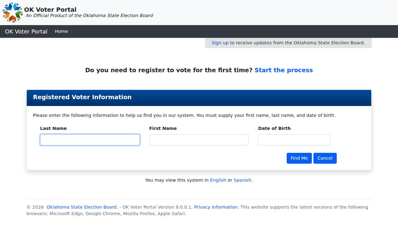 Lawton residents directory Oklahoma voter portal search screen