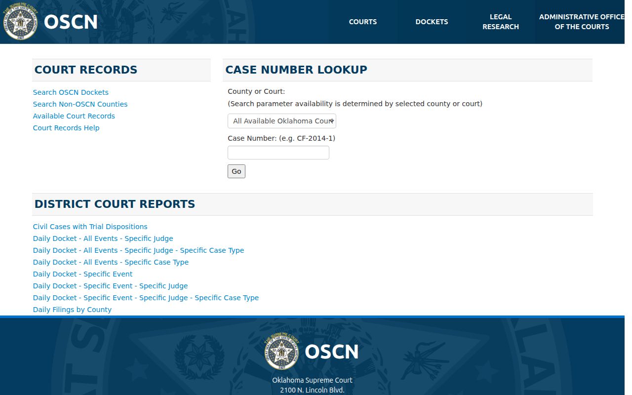 Lawton residents directory court lookup at the OSCN case search