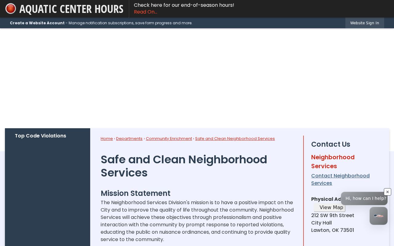 Lawton neighbors address-keyed Neighborhood Services records