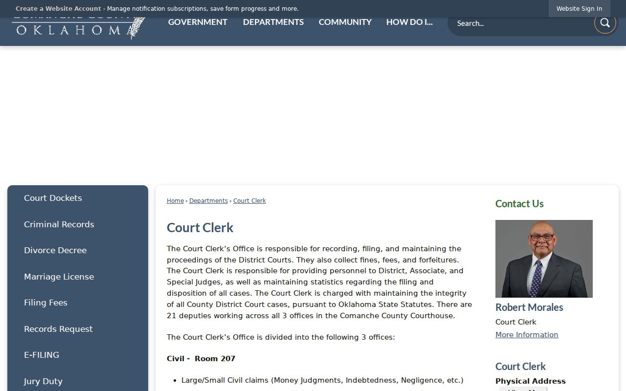 Lawton resident lookup at the Comanche County Court Clerk